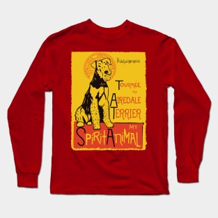 Funny Airedale Terrier Cute Dog Chat Noir Mashup Art Long Sleeve T-Shirt